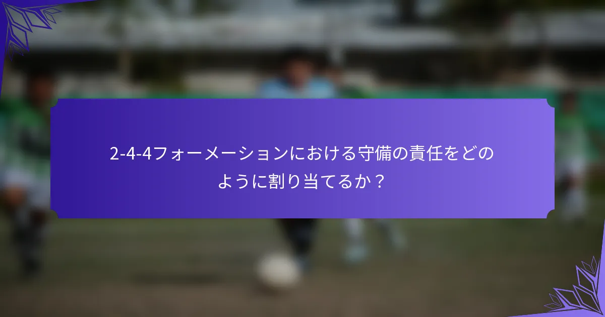 2-4-4フォーメーションにおける守備の責任をどのように割り当てるか？